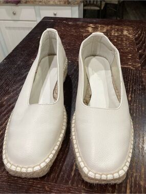 Everlane white  Leather Espadrille Slip-On Flats